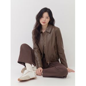 지센 비건레더 스탠카라 집업 자켓 LCJKO921