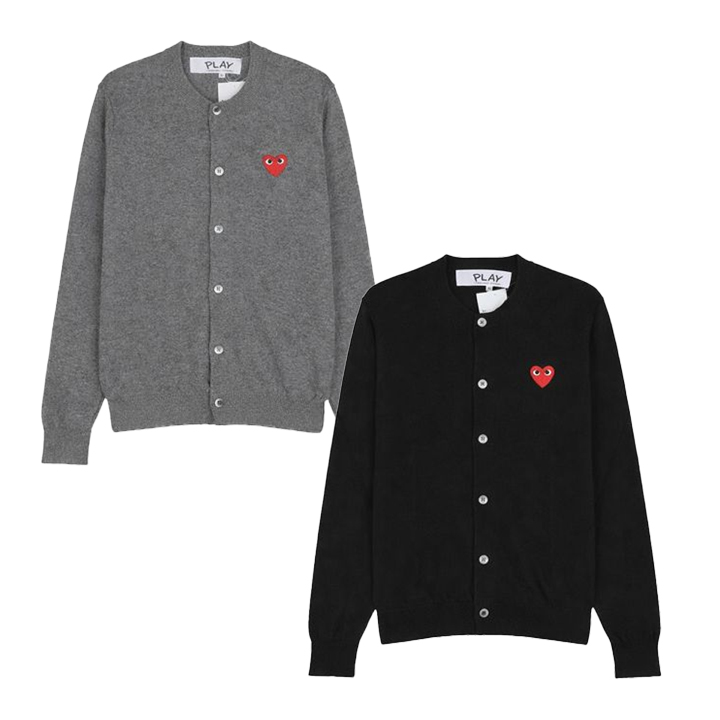 꼼데가르송 플레이 [PLAY COMME DES GARCONS] 꼼데가르송 레드하트 울 라운드 여성 가디건 2종 택1
