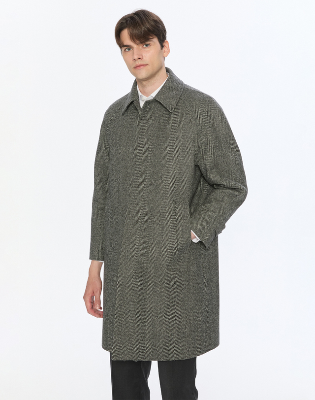 마에스트로 25FW [스테디셀러] 그레이 헤링본 울 하프코트 WACO5D003G2