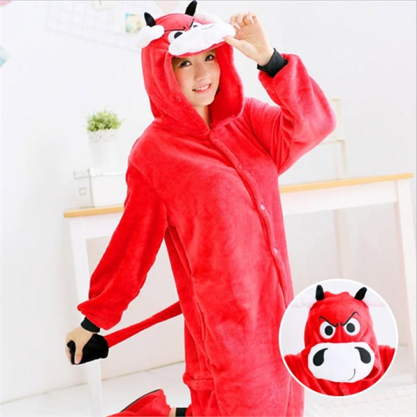 [하프클럽][더클로] 성난황소 동물잠옷 코스프레캐릭터기모커플수면극세사