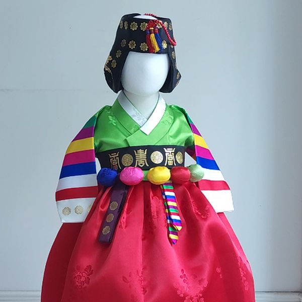 [보리보리] 도담도담 양단 전통색동 초록 빨강치마 여아 유아 아기 돌 한복 백일-10호