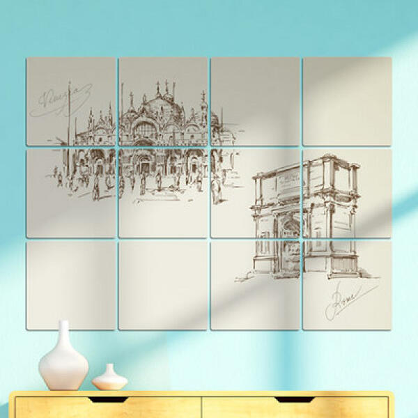 [보리보리] 아트박스 POOM 아트박스/꾸밈 pc220-멀티액자_세계랜드마크3(산마르코성당개선문)