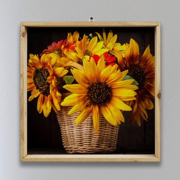 [보리보리] 아트박스 POOM 아트박스/꾸밈 ig407-우드프레임액자_해바라기꽃바구니