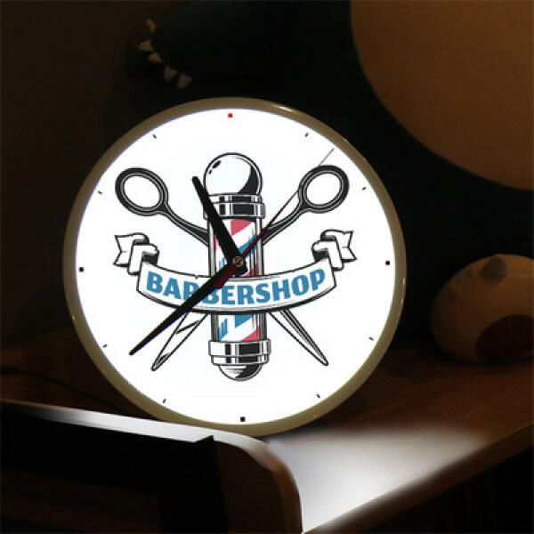 [보리보리] 아트박스 POOM 아트박스/꾸밈 nf387-LED시계액자25R_바버샵일러스트