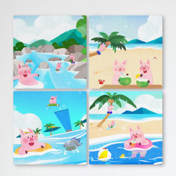 [보리보리] 아트박스 POOM 아트박스/꾸밈 if668-멀티액자_아기돼지삼형제5여름즐기기