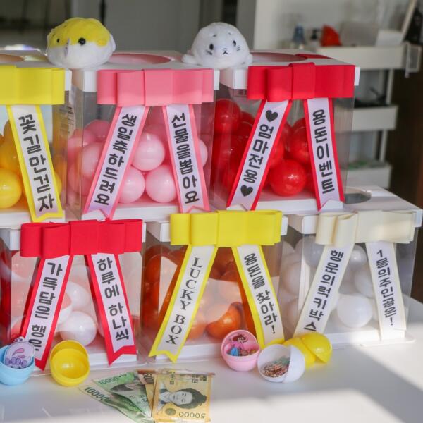 [보리보리] 아트박스 POOM 아트박스/갓샵 용돈 뽑기 캡슐 박스 에그머니 돈 선물 (리본+문구O)