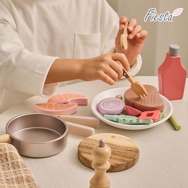 [보리보리] 피에스타 피에스타 원목 소꿉놀이 스테이크 세트