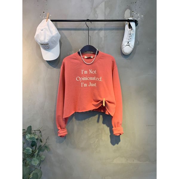 [하프클럽][씨샵인더룸] 씨샵인더룸 / (봄신상 무료배송)저스 레터링 프린팅 컷팅 크롭 맨투맨 티셔츠 3color