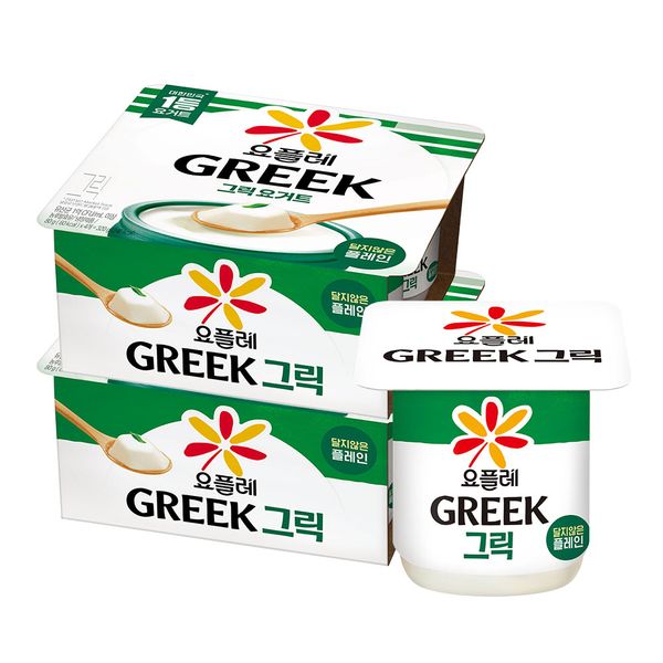 [보리보리] 빙그레 빙그레 요플레 그릭요거트 달지않은 플레인 80g 8입 (4입번들x2개)