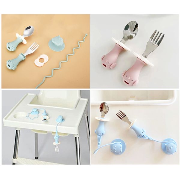 [보리보리] 베베라팡 베베라팡 실리콘 스트랩 흡착 스푼 포크 세트 (케이스 증정)