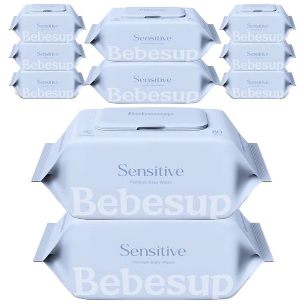 [보리보리] 땡큐온 베베숲 센시티브 엠보싱 물티슈 캡형 80매 x10개