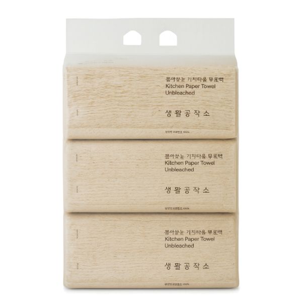 [보리보리] 땡큐온 생활공작소 뽑아쓰는 키친타올 무표백 100개입 3개