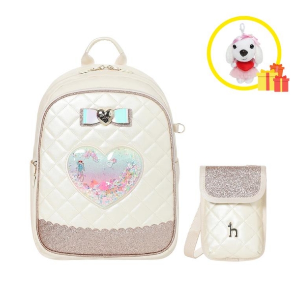 [보리보리] 헤지스 키즈 하트 퀼팅 책가방 (크로스 보조가방 SET) HTS60UP56M_IV