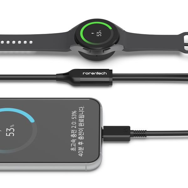 [보리보리] 로랜텍 로랜텍 흑돌2IN1 갤럭시워치 충전기PPS PD C to C 100W초고속충전2.0케이블