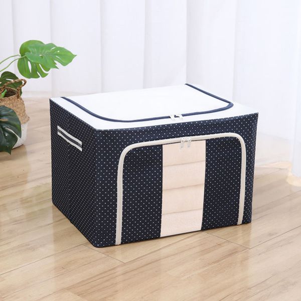 [보리보리] 맥킨더 대용량 패브릭 접이식 정리함 블루도트 100L 이불 옷 장난감 리빙 폴딩 박스 F038