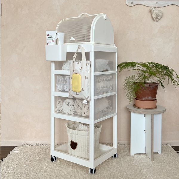 [보리보리] 리뗀클로르 리뗀클로르 아기트롤리 4단 기저귀정리함 서랍형 기저귀보관함